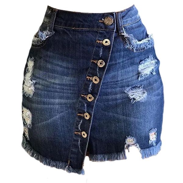 

skirts lugentolo denim womens summer fashion hole solid color high waist skinny office lady plus size skirt, Black