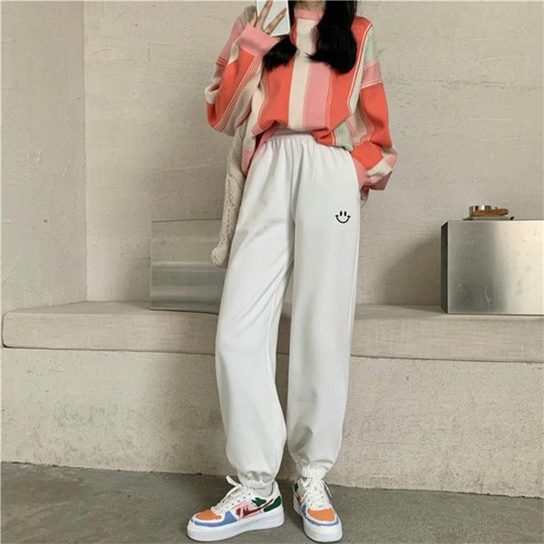 

women's pants & capris plush thickened guard spring and autumn 2021 embroidery high waist slim sports white harlan casual women, Black;white