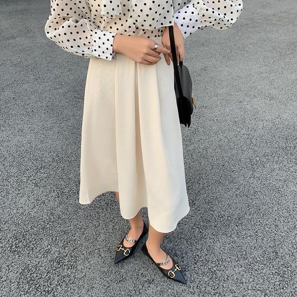 

skirts elegant elastic high waist for women 3012#, Black