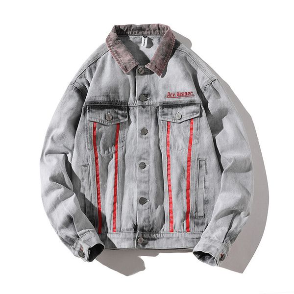 

men's jackets european and american autumn clothes ar clothing stitching lapel denim jacket casual loose aj058-p55 a1io, Black;brown