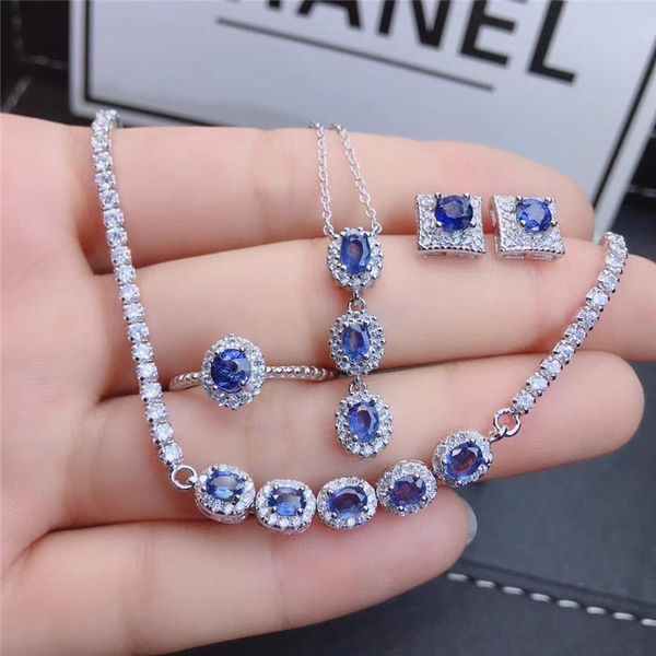 

columbia natural tanzanite set ring earrings necklace fashionable with design quality 925 silver bracelet, &, Black