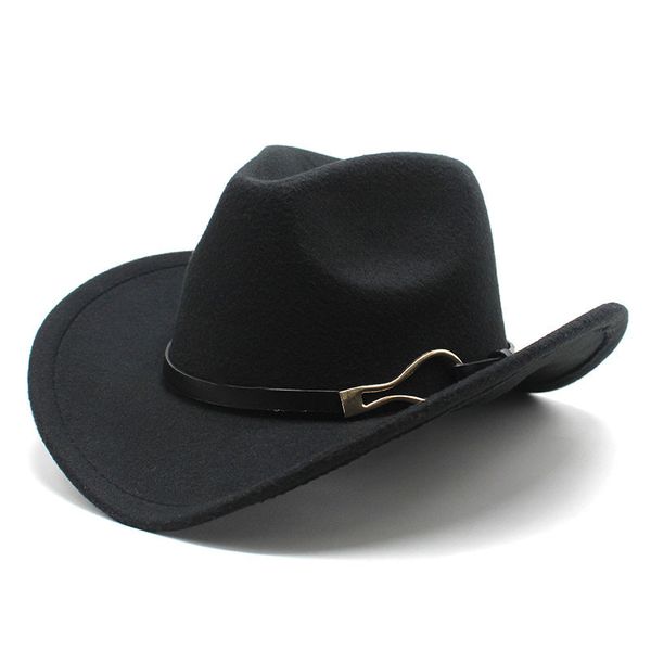 

wide brim felt jazz hat gentleman western cowboy cowgirl trilby hats sombrero hombre with leather decorated for men women, Blue;gray