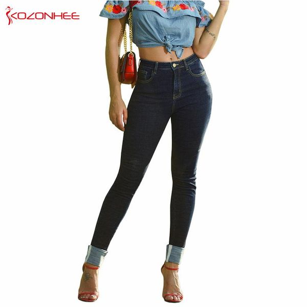

fashion basis stretch jeans with high waist women elasticity tight skinny pencil #29 women's, Blue