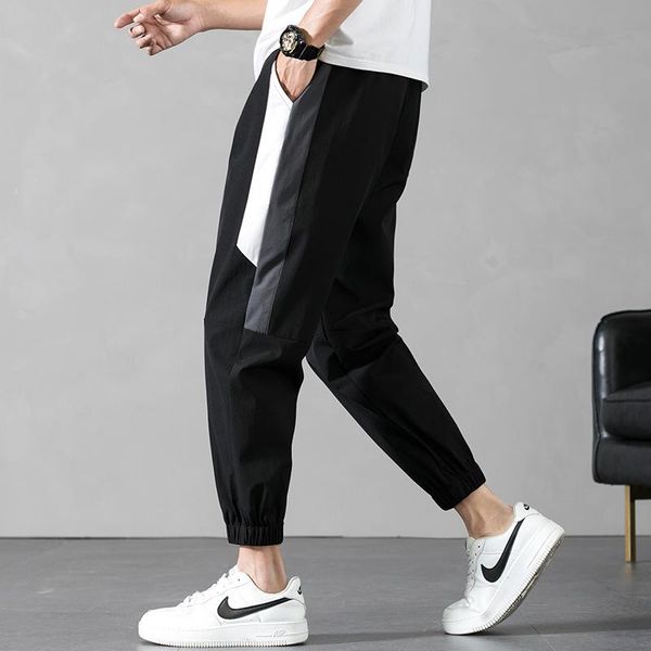 

men's pants men summer casual 2021 9/10 loose harlan sweatpants m-4xl male thin clothing high quality, Black