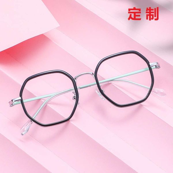 

gold t31004 polygonal glue glasses frame thickened wide edge plain height, Silver