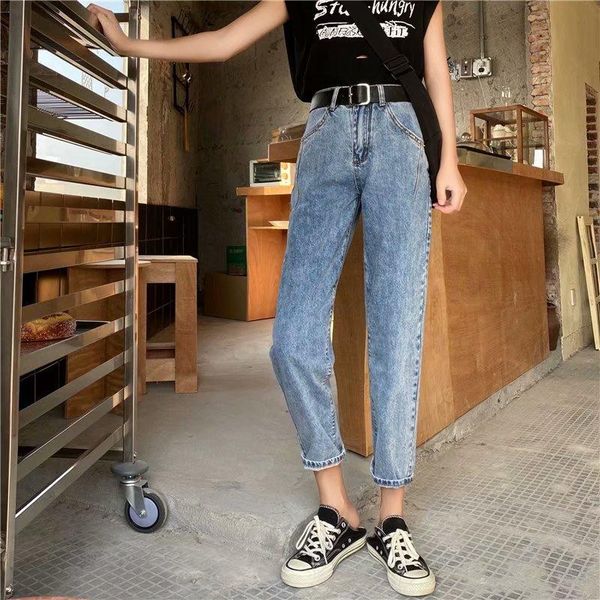 

women's jeans denim wide-leg pants high waist spring and summer thin section was vertical sense, Blue