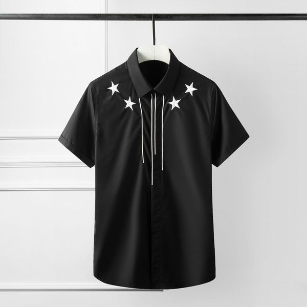 

business shirt deluxe and xinyi five-star embroidery men's short sleeve close up version of handsome fashion wear in spring and summer, White;black
