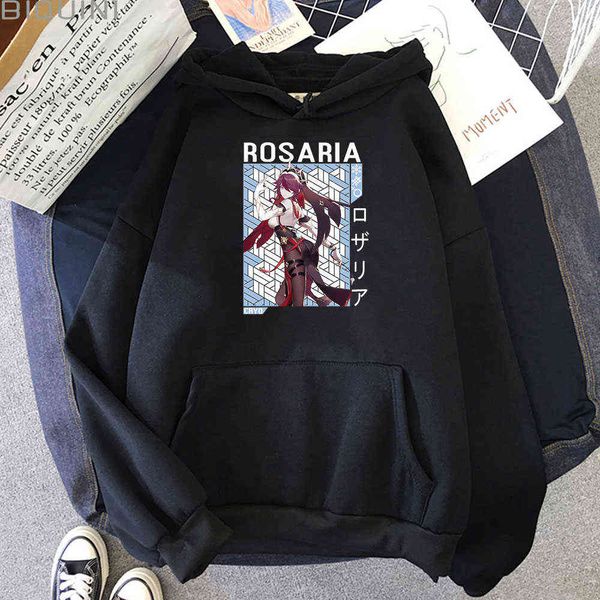

genshin impact hoodie women kawaii clothing aesthetic streetwear men pullovers long sleeve winter/autumn kpop clothes sweatshirt y0820, Black