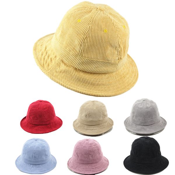 

corduroy glossy bucket hat vintage men women casual summer hats 1220449, Blue;gray