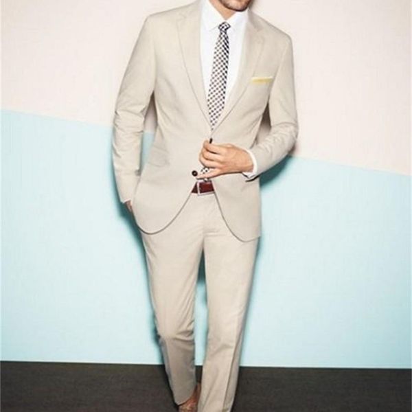 

men's suits & blazers summer beach beige hombre men suit 2 casual business pieces tuxedo tailcoat groomsmen (blazer + pants) le1o, White;black