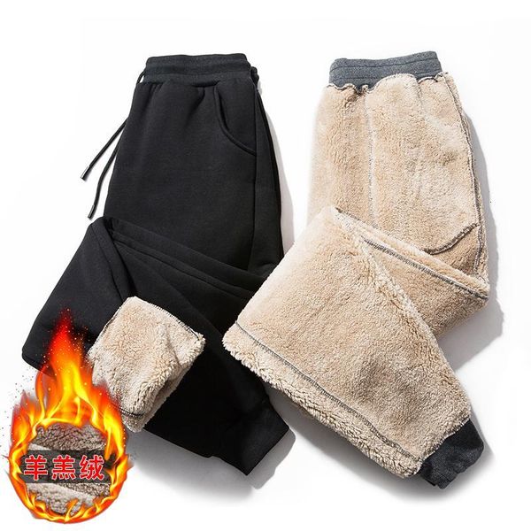 

men's pants winter outside warm joggers thicken men sweatpants heavyweight streetwear fleece trousers pant 0wdf, Black