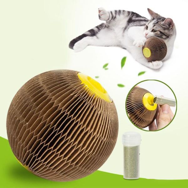 

cat toys scratcher ball toy refillable catnip kitten corrugated paper scratch dorakitten