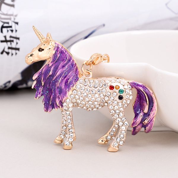 

European and American fashion jewelry key chain paint color unicorn key chain bag pendant oil drop pendant alloy accessories