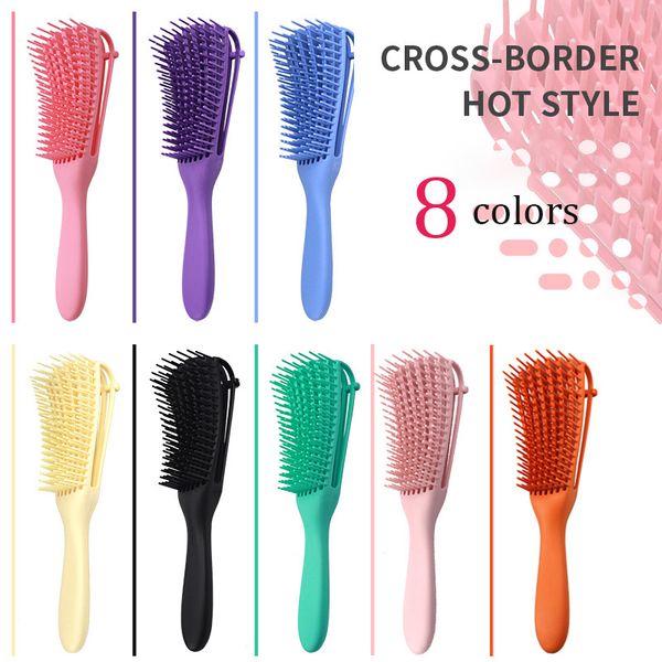 

colorful scalp massage combs detangling hair brushes natural detangler tangle removal powerful function non-slip design for curling wavy lon, Silver