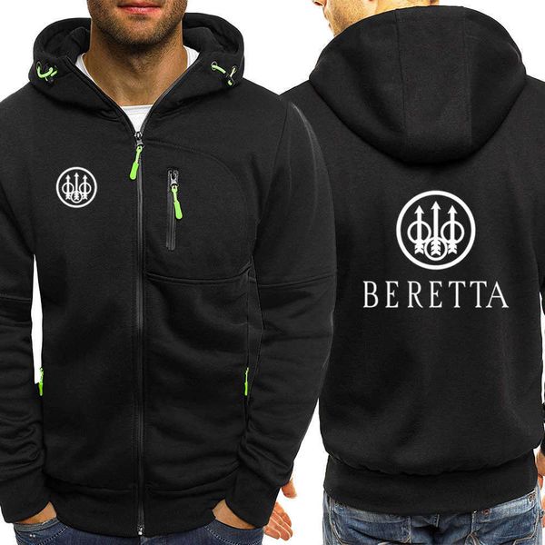 

beretta men's hoodie, solid color, with zipper, new 2021 series, Black