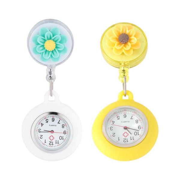 

pocket watches 2 pcs portable watch clip-on hanging, Slivery;golden