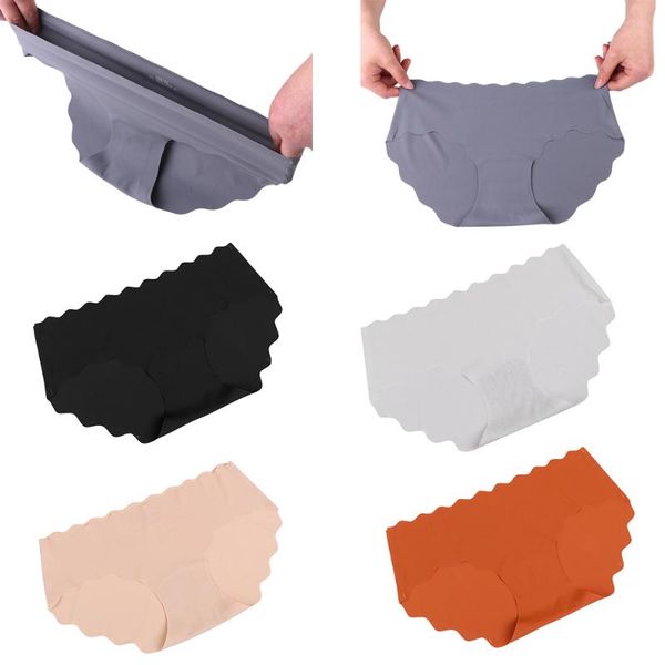 

women's panties 1pc ruffle seamless fashion briefs low waist smooth slip silk satin underpants solid color intimates lingerie, Black;pink