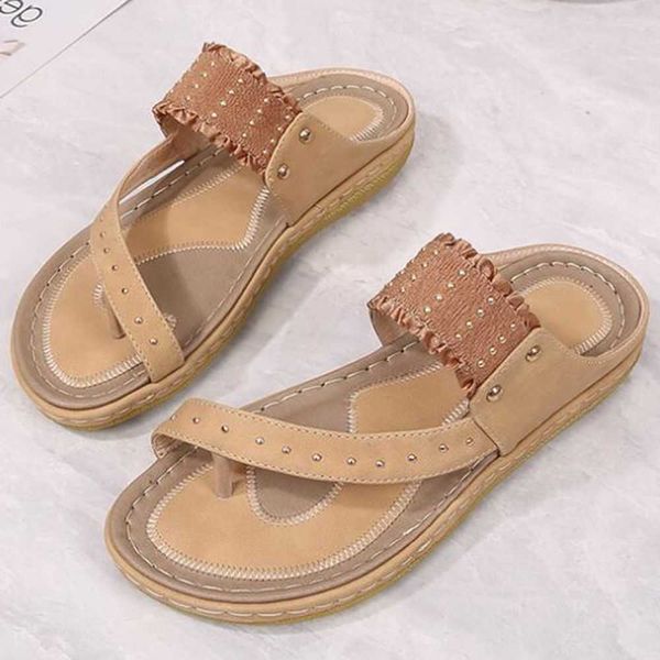 

summer women shoes fashion casual outdoor beach slippers comfortable flat bottomed toe sandals plus size 36-43 qq485 210625, Black