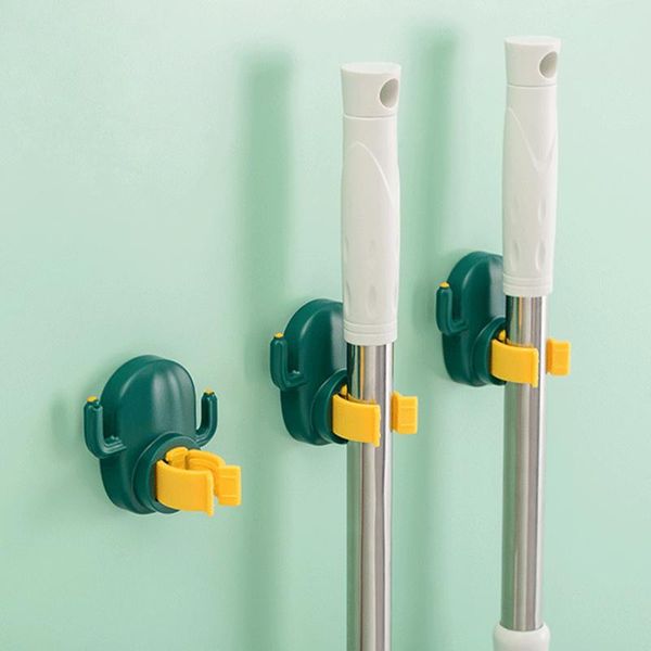 

wall mounted mop organizer holder brush broom hanger home storage rack bathroom suction hanging pipe hooks & rails