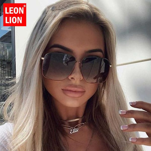 

sun glasses leonlion 2021 fashion metal women sunglasses mirror classic large frame retro street beat travel oculos de sol uv400, White;black