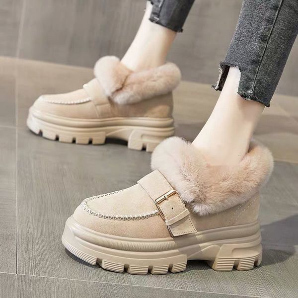 

dress shoes style 2021 genuine sheepskin leather woman snow boots 100% natural fur warm wool women's winter 9lya, Black