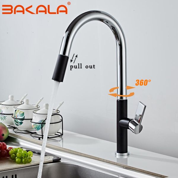 

kitchen faucets black/chrome brass sink faucet pull out tap mixer water torneira cozinha jn1f