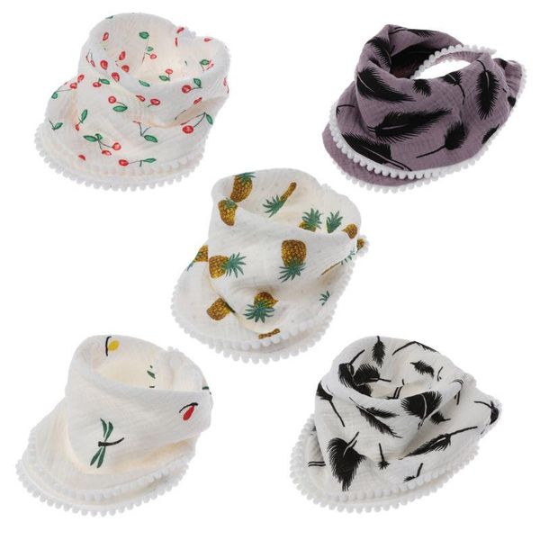 

hair accessories fashion baby burp cloths cotton gauze muslin cherry feather bibs bandanas soft borns towel scarf &, Slivery;white