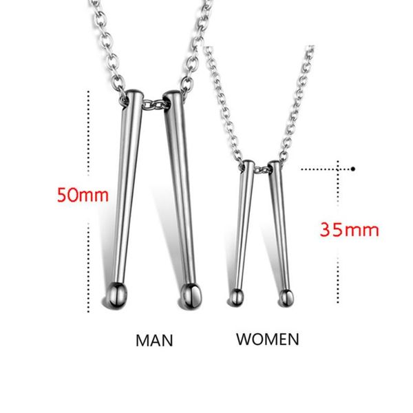 

pendant necklaces wawfrok men necklace rockers jazz band drum & drummers snare drums stick stainless steel chain jewelry, Silver