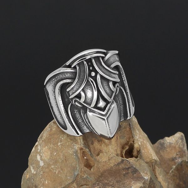 

new stainless steel viking celtic wolf pirate odin crow ring, Silver
