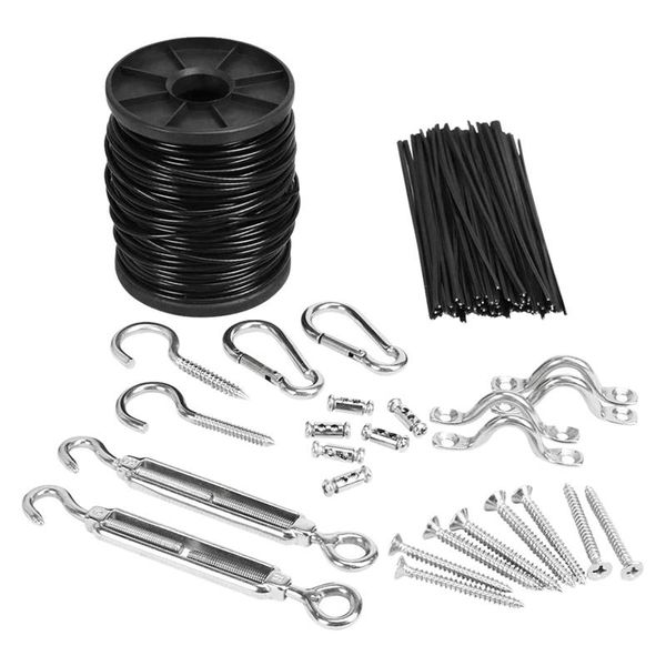 

164ft string light hanging kit,stainless steel hardware for the globe lighting suspension kits cafe wire rope storage boxes & bins
