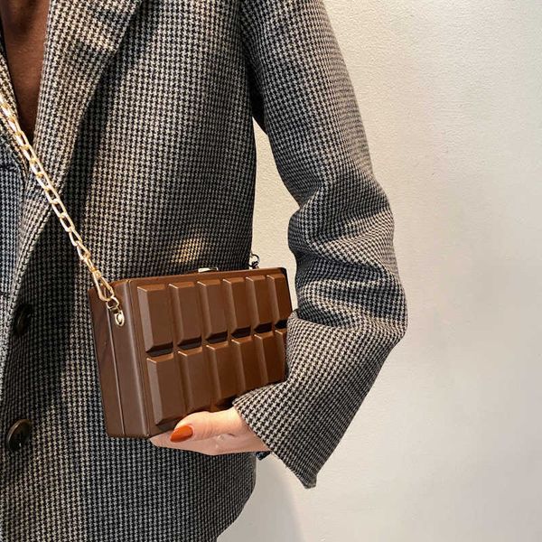 

small square shoulder s for new luxury women 2021 mini chocolate box design metal chain crossbody bag femal purse c0601