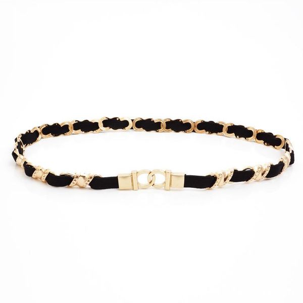 

belts women punk full metal mirror skinny waist belt 2021 metallic gold plate 3cm wide chains lady ceinture sashes for dresses rt70, Black;brown