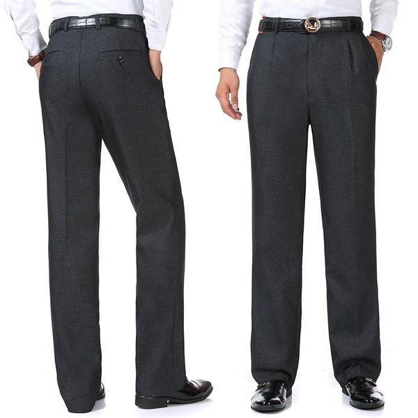 

wholesale father wear trousers men's full length pants straight formal prices autumn zipper size 30-36 38 40, Black