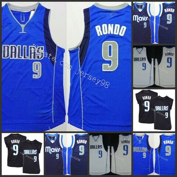 

dallas mavericks men #9 rajon rondo retro basketball jersey, Black