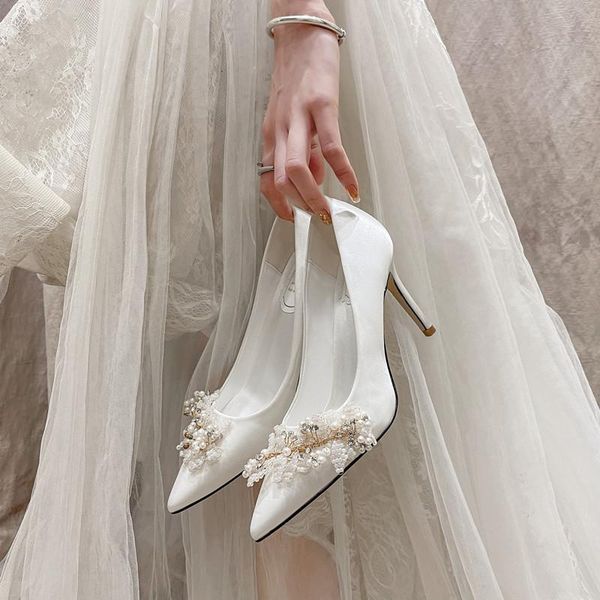 

dress shoes women white wedding bridesmaid bride thin heel high heels size 31 to 43 rhinestone crystal stiletto, Black