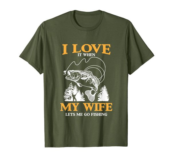

mens funny i love it when my wife lets me go fishing t-shirt, White;black