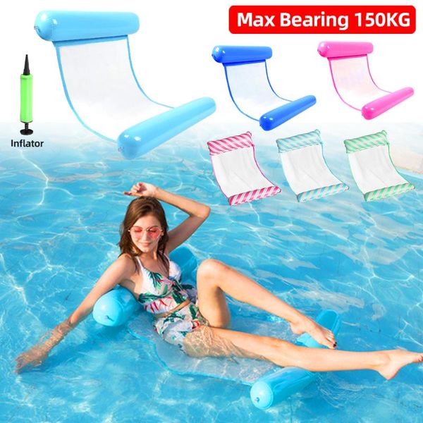 

life vest & buoy inflatable water hammock floating swimming pool lounge chair mattress foldable recliner bed outdoor saddle toys with hand p