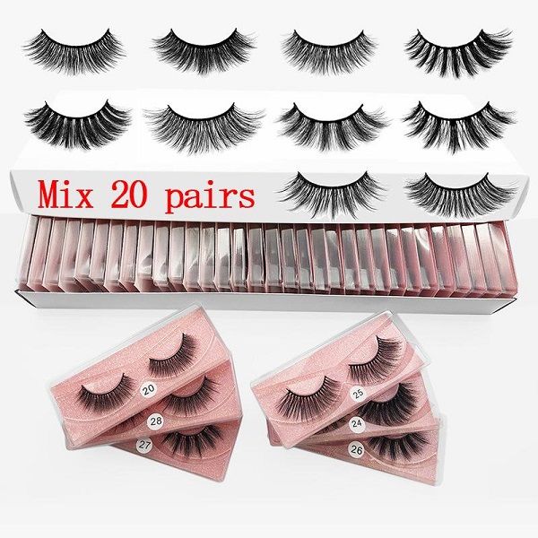 

false eyelashes 20 pairs a pack 3d mink suit natural eye tail lengthens lashes lash box packaging faux cils