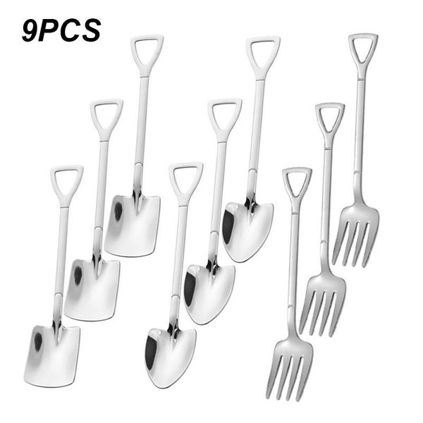 

spoons shovel spoon fork coffee handle dessert ice cream shape fruit 9 pieces