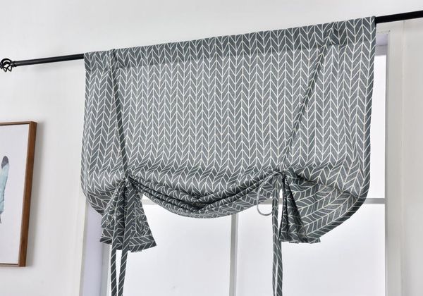 

modern high-quaility grey geometric printing finished curtain tape blinds blackout roman curtains bedroom living room & drapes