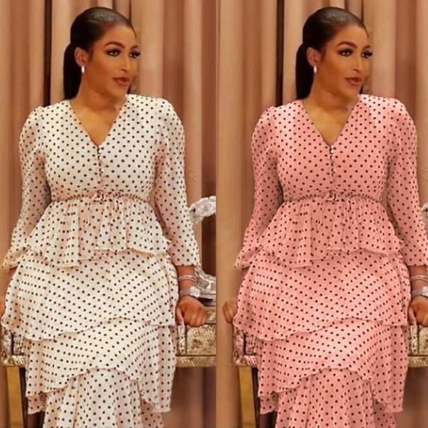 

ethnic clothing md african print dresses for women 2021 polk dot evening party dress ladies tutu fashion kaftan djellaba femme european, Red
