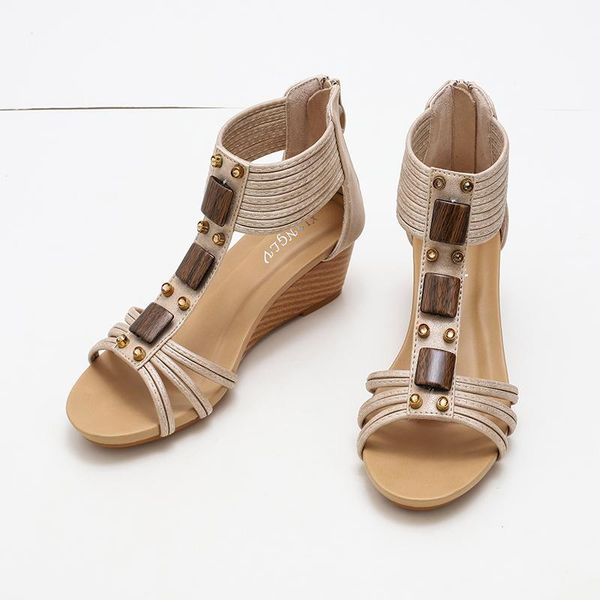 

sandals wedge women summer shoes elegant ladies rome zipper fashion brand female sandalias black heels