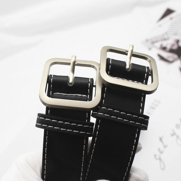 

belts trend leather wide belt fashion all-match pin buckle for women square alloy jeans designer waistband, Black;brown