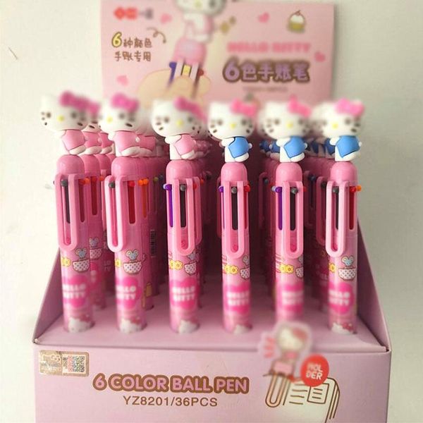 

ballpoint pens 36 pcs/lot kawaii cat 6/8 colors pen cute ball school office writing supplies stationery gift, Blue;orange