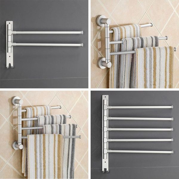 

towel racks space aluminum rotary bar bathroom movable rack no punching toilet folding