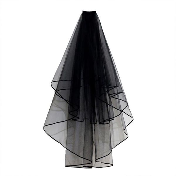 

bridal veils 60-80cm black bride hair veil elegant wedding fairy style pography props women's simple tulle