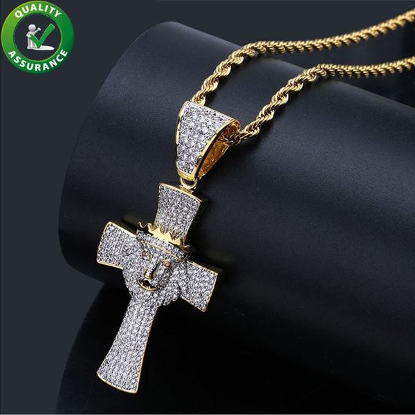 

iced out chains pendant designer necklace gold hip hop jewelry luxury diamond rapper chain mens wedding pandora style charms rock cross lion, Silver