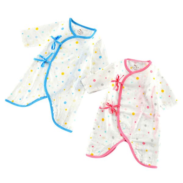 

born lace up climbing suit baby cotton double layer gauze butterfly clothes breathable four seasons monk, White