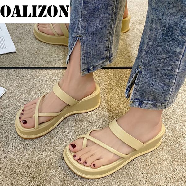 

women summer flip flops wedge mid heels flat platform slippers shoes, Black