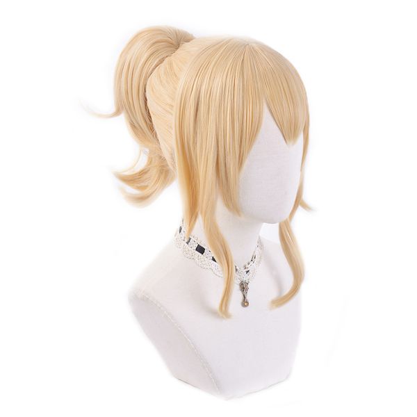 

jean cosplay wig game genshin impact long blonde wavy ponytail heat-resistant fiber hair wigs halloween party role play, Black